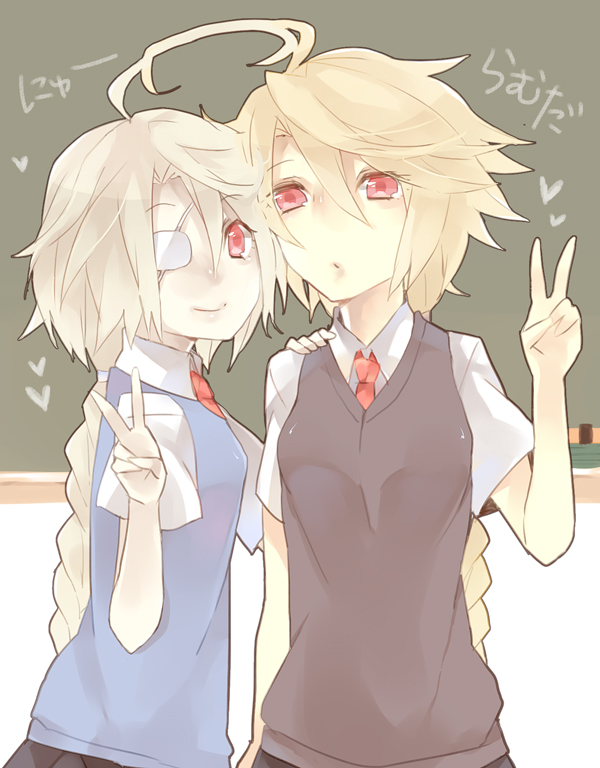 nu-13 and lambda-11 (blazblue) drawn by yuya_(oshidori)