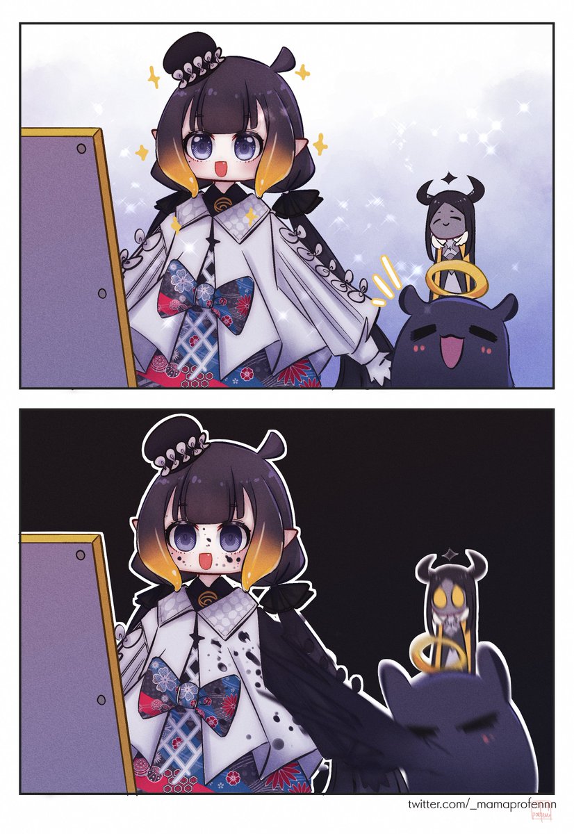 ninomae ina'nis, takodachi, and roroboshi-chan (hololive and 2 more) drawn by mamaprofennn