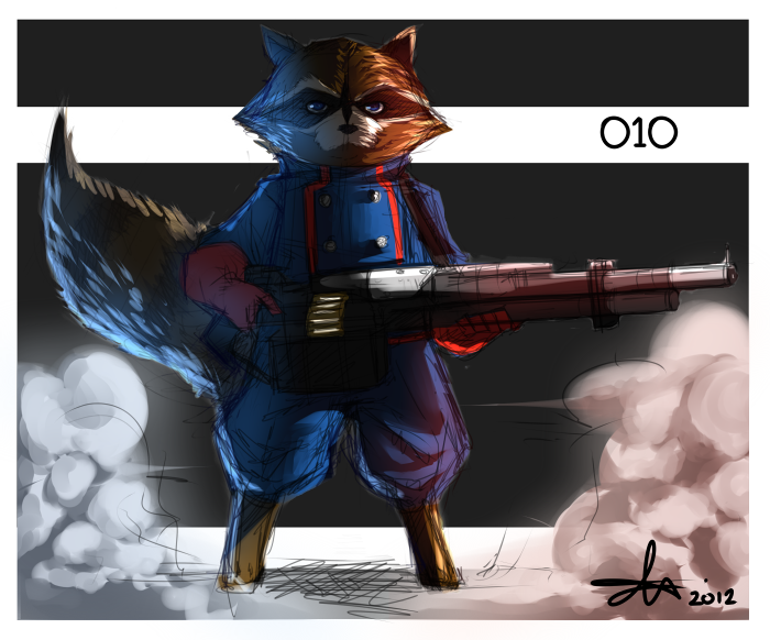 rocket raccoon (marvel and 4 more) drawn by autumn-north
