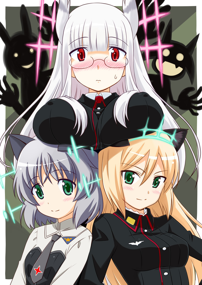 sanya v. litvyak, miyafuji yoshika, heidimarie w. schnaufer, heinrike prinzessin zu sayn-wittgenstein, and shimohara sadako (world witches series and 3 more) drawn by yuuma_(skirthike)