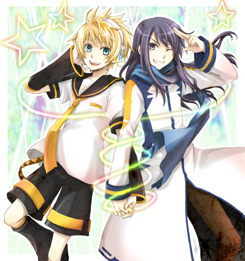 kagamine len, kaito, yuri lowell, and flynn scifo (vocaloid and 2 more) drawn by kawamura_raichi
