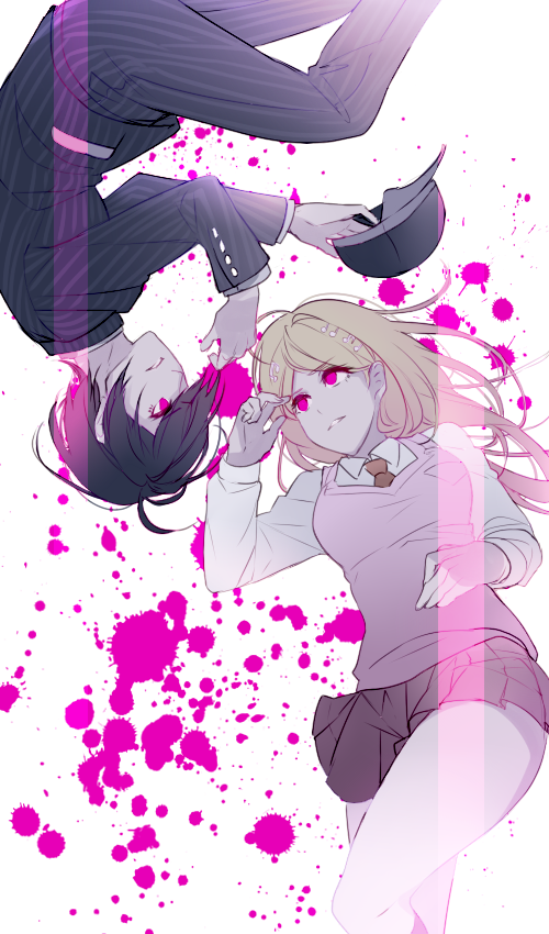 saihara shuichi and akamatsu kaede (danganronpa and 1 more) drawn by minami_kazuki_(hanbee)