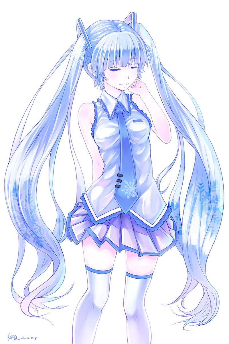 hatsune miku and yuki miku (vocaloid) drawn by feihong
