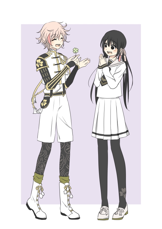 saniwa, female saniwa, and monoyoshi sadamune (touken ranbu) drawn by skc