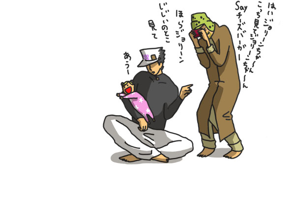 joseph joestar, kujo jotaro, and kujo jolyne (jojo no kimyou na bouken and 2 more) drawn by imoichi
