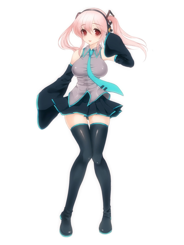 hatsune miku and super sonico (vocaloid and 1 more) drawn by rabbit19