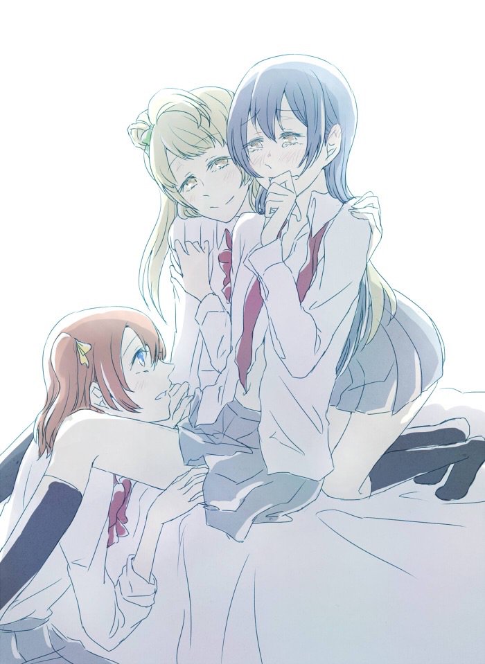 sonoda umi, minami kotori, and kosaka honoka (love live! and 1 more) drawn by manasseh