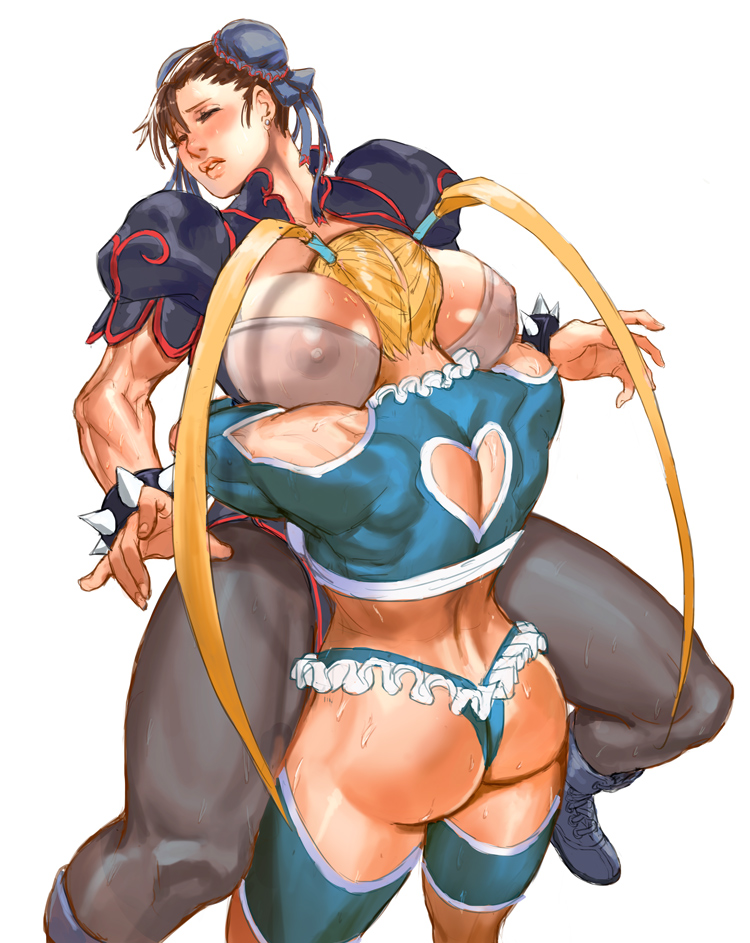 chun-li and rainbow mika (street fighter and 1 more) drawn by rejean_dubois