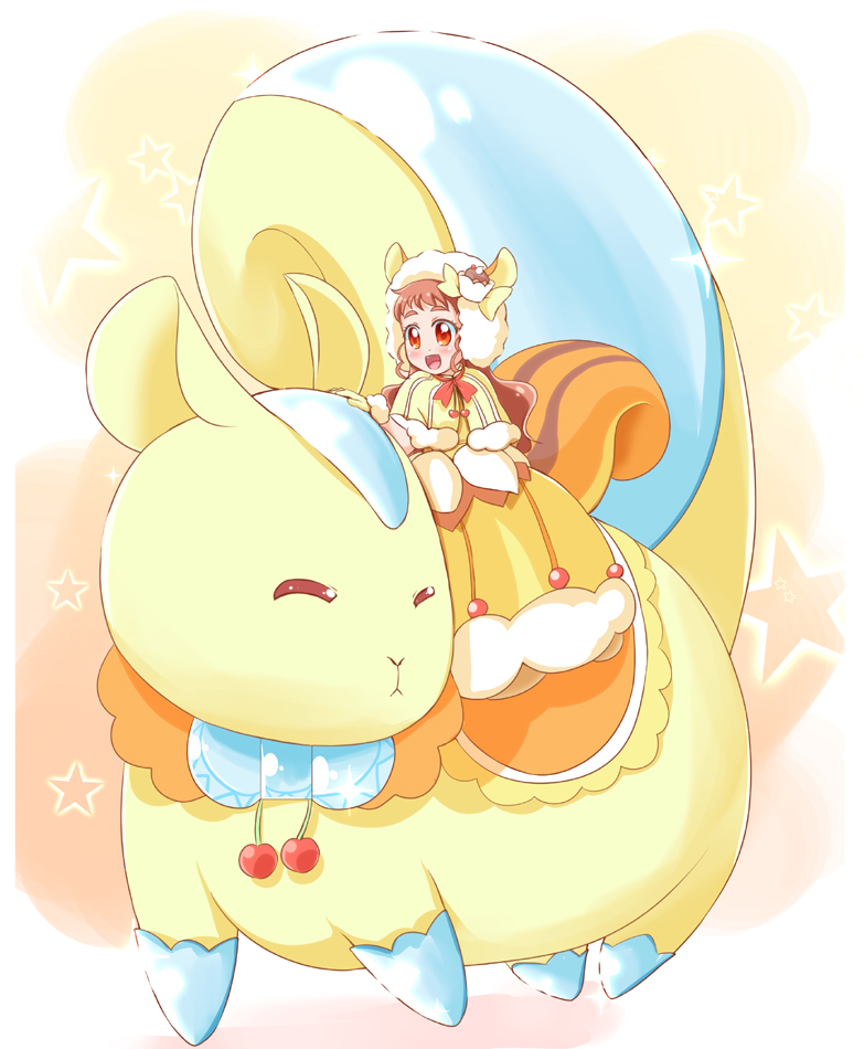 arisugawa himari, cure custard, and crystal animal (precure and 1 more) drawn by mitumi_mira