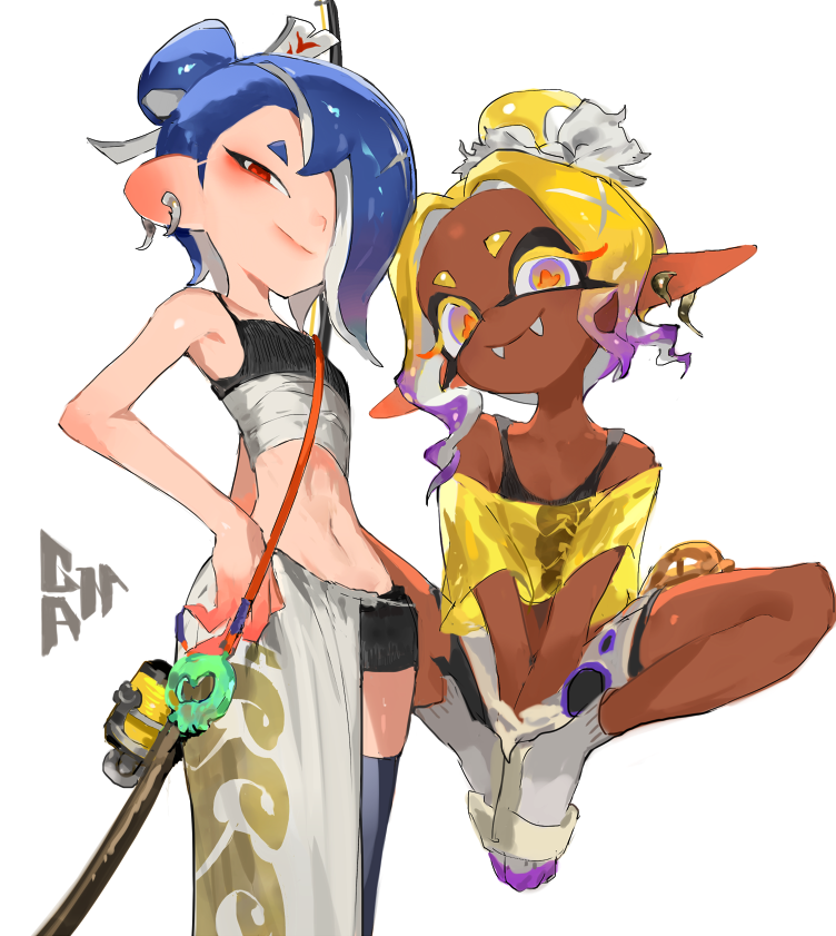shiver and frye (splatoon and 1 more) drawn by gam_(99jellys)