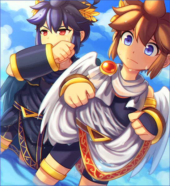 pit and dark pit (kid icarus) drawn by wusagi2
