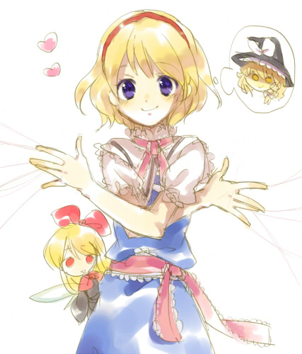 kirisame marisa, alice margatroid, and shanghai doll (touhou) drawn by kiris