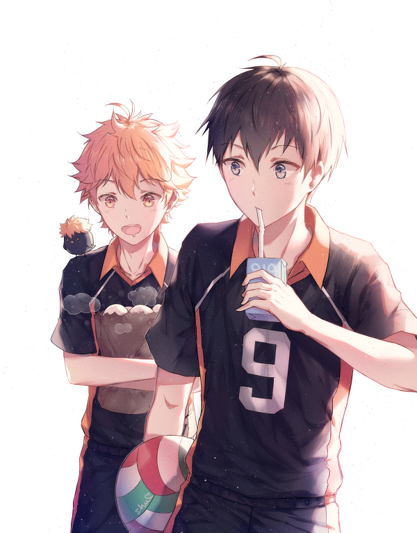 hinata shouyou and kageyama tobio (haikyuu!!) drawn by shuryukan
