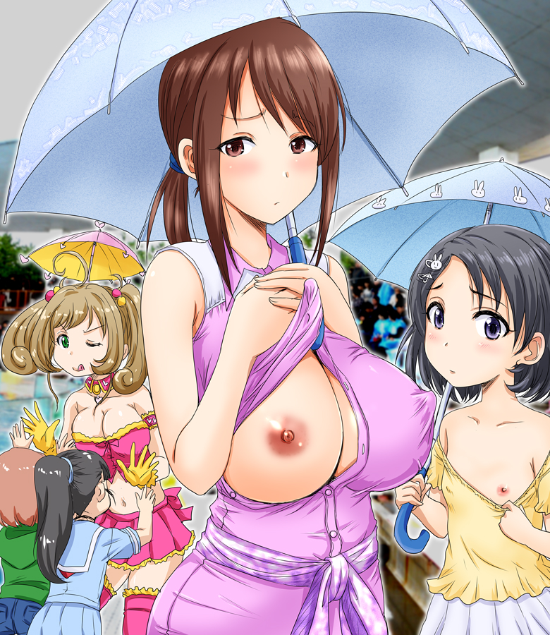 sasaki chie, ryuzaki kaoru, mifune miyu, sato shin, and fukuyama mai (idolmaster and 1 more) drawn by nozarashi_satoru