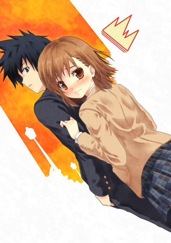 misaka mikoto and kamijou touma (toaru majutsu no index and 1 more) drawn by kouji_(campus_life)
