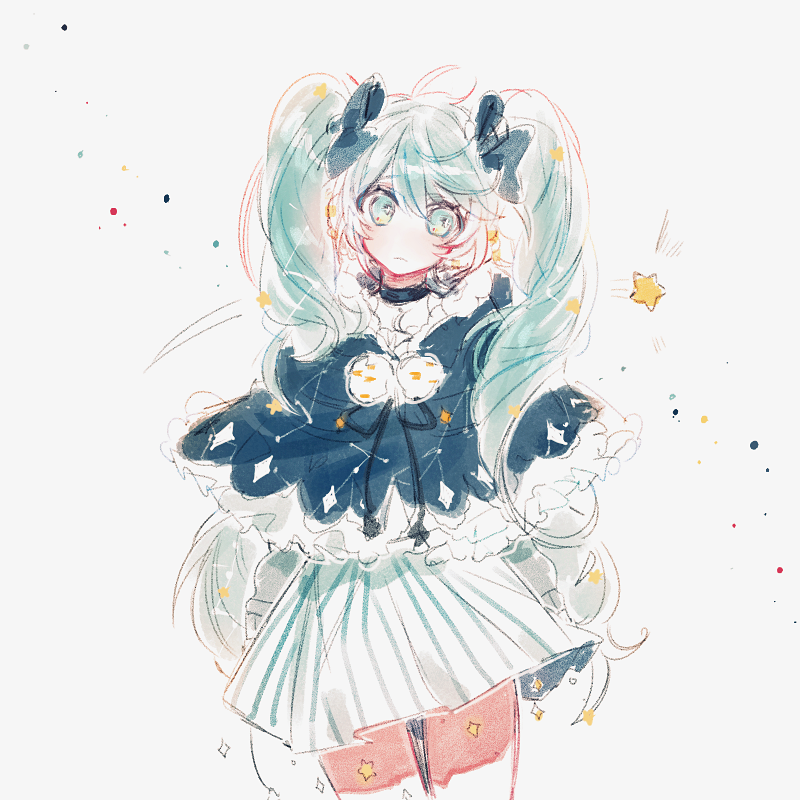 hatsune miku and fuyu no yoru miku (vocaloid) drawn by lunch_(lunchicken)