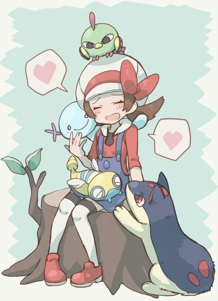 lyra, wooper, natu, quilava, and dunsparce (pokemon and 1 more) drawn by s_(happycolor_329)