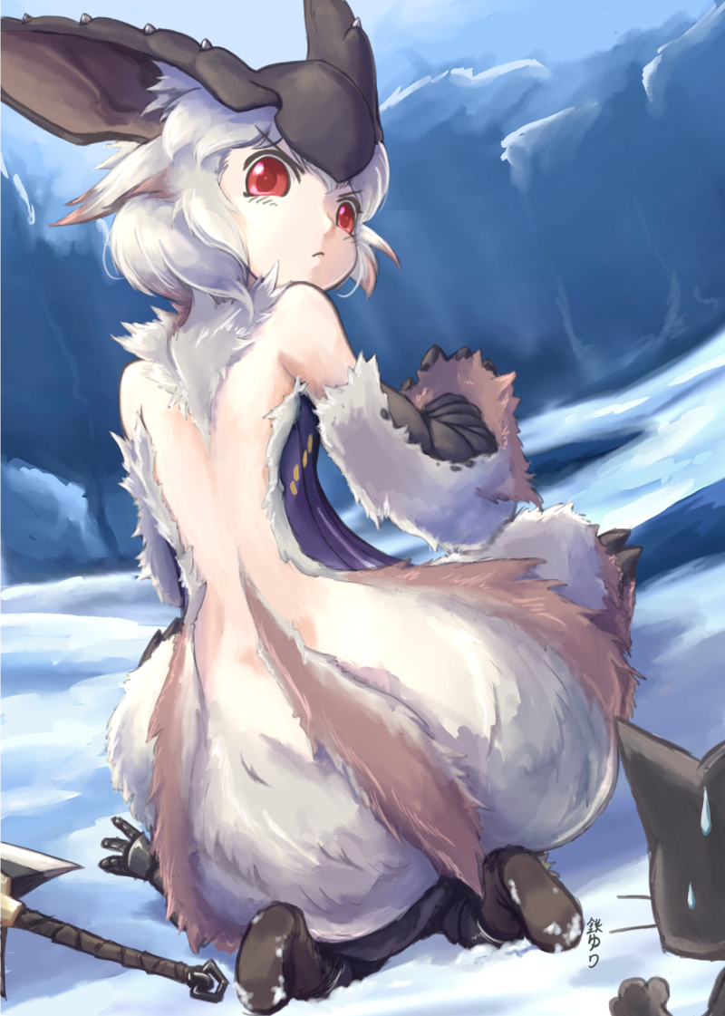 monster hunter and lagombi (monster hunter) drawn by ironlily
