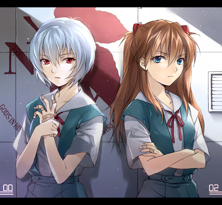 souryuu asuka langley and ayanami rei (neon genesis evangelion) drawn by ryou_(kimagure)