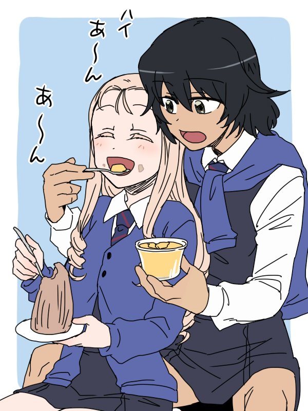andou and marie (girls und panzer) drawn by torinone