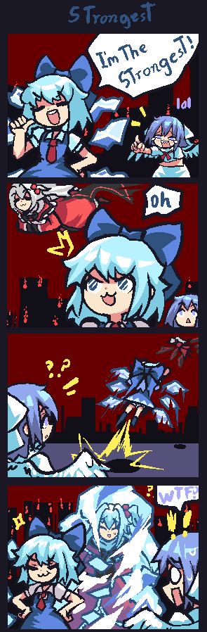 cirno, shinki, and mai (touhou) drawn by chained_tan