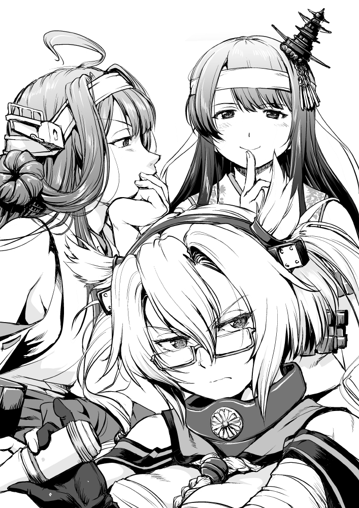kongou, musashi, fusou, kongou kai ni, and fusou kai ni (kantai collection) drawn by tk_(takotsuboya)