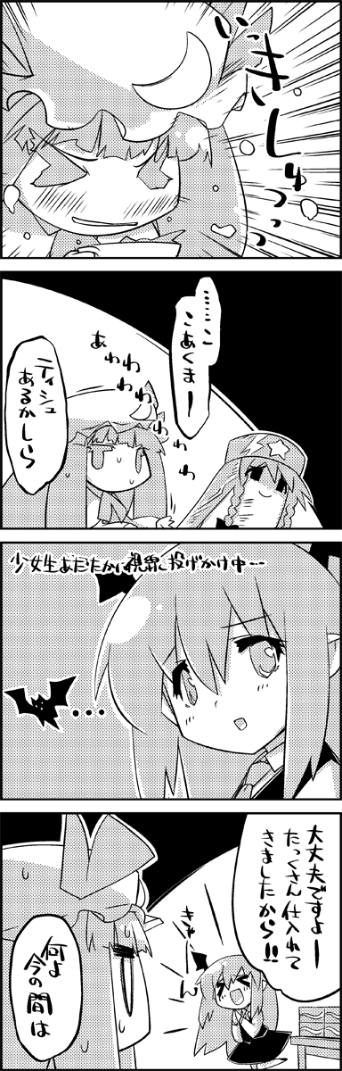 patchouli knowledge, hong meiling, and koakuma (touhou) drawn by tani_takeshi