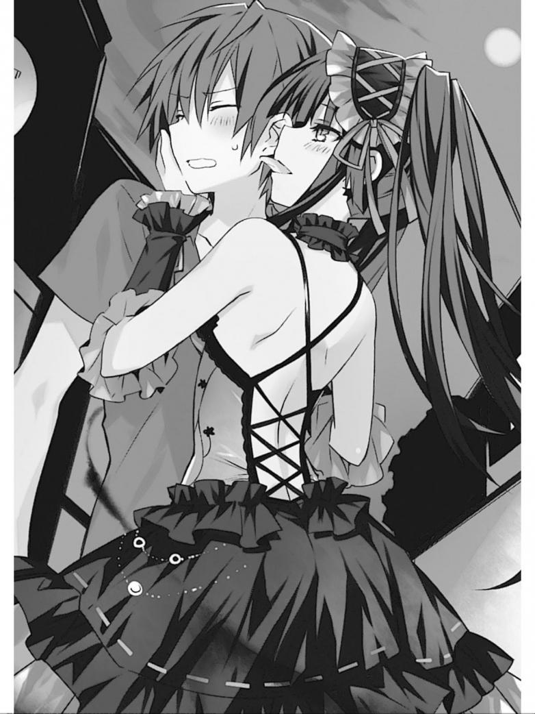 tokisaki kurumi and itsuka shido (date a live) drawn by tsunako