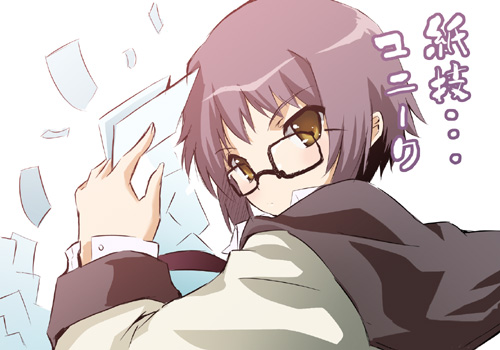 nagato yuki and yomiko readman (suzumiya haruhi no yuuutsu and 2 more) drawn by okiura