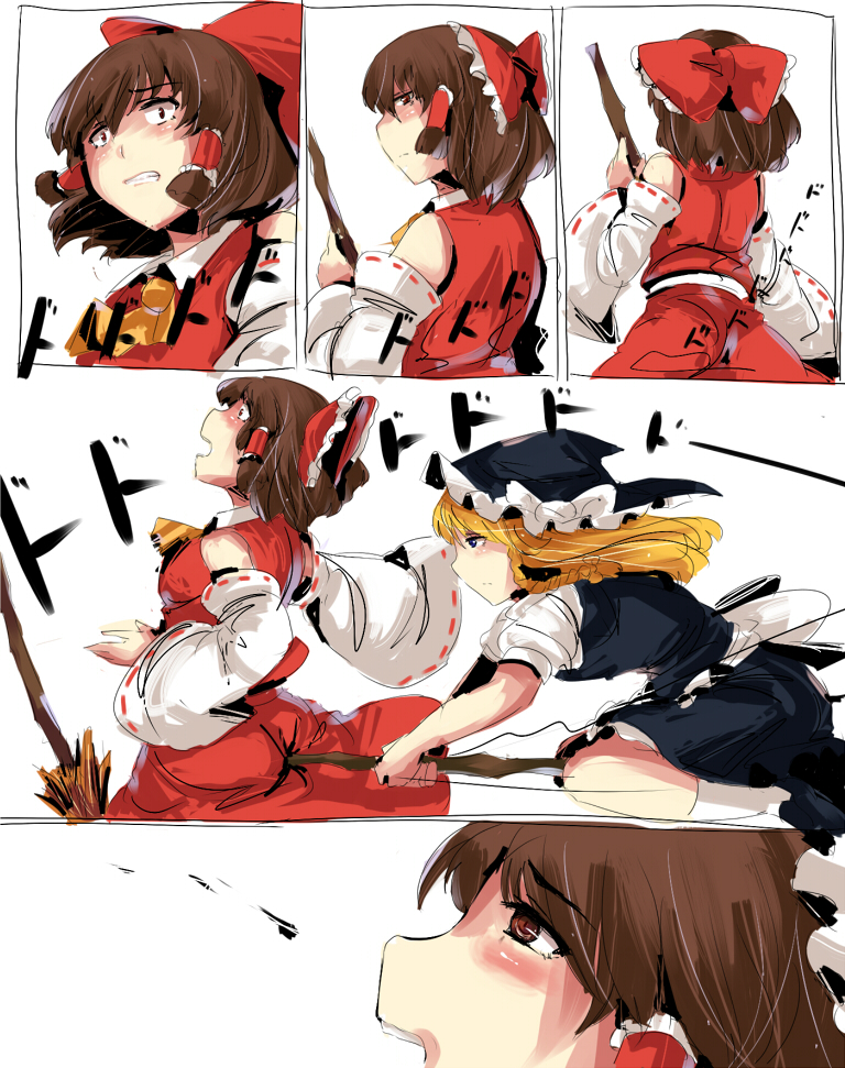 hakurei reimu and kirisame marisa (touhou) drawn by magukappu