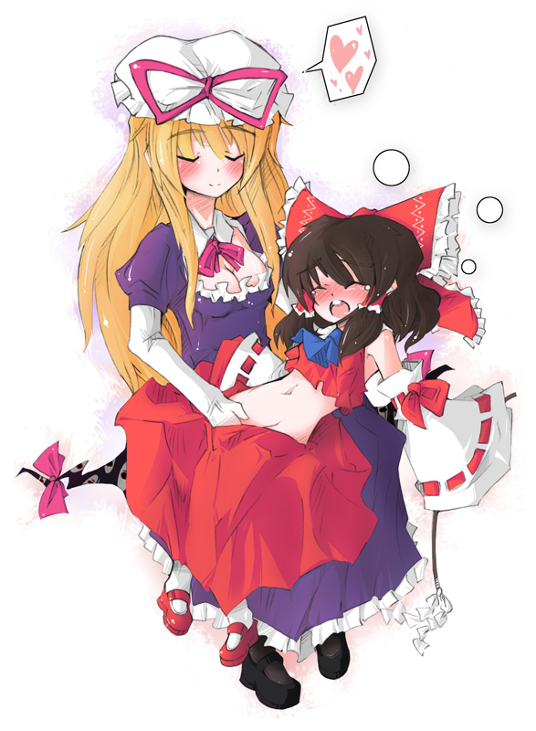 hakurei reimu and yakumo yukari (touhou) drawn by naik