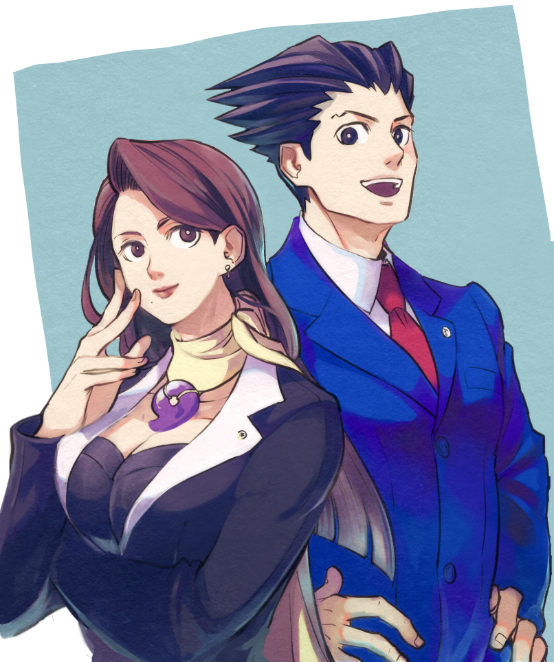 phoenix wright and mia fey (ace attorney) drawn by shino_(shino_dgs)