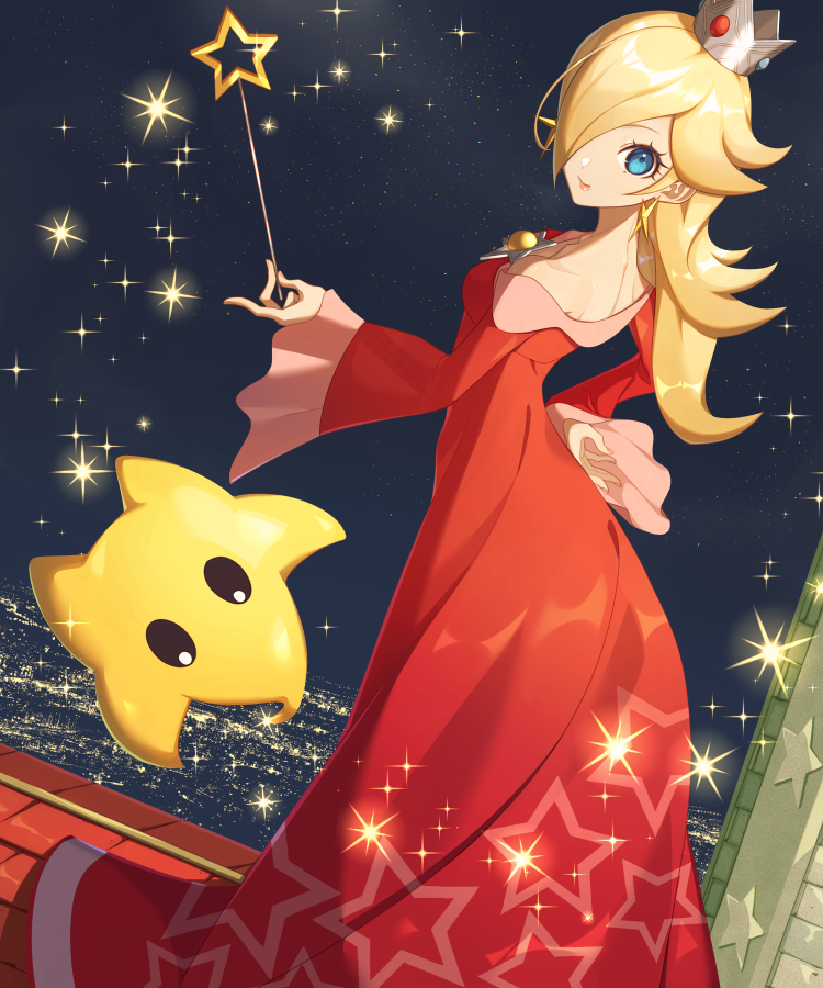 rosalina and luma (mario and 2 more) drawn by miri_(cherryjelly)