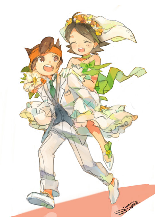 endou mamoru and kino aki (inazuma eleven) drawn by 01_0219