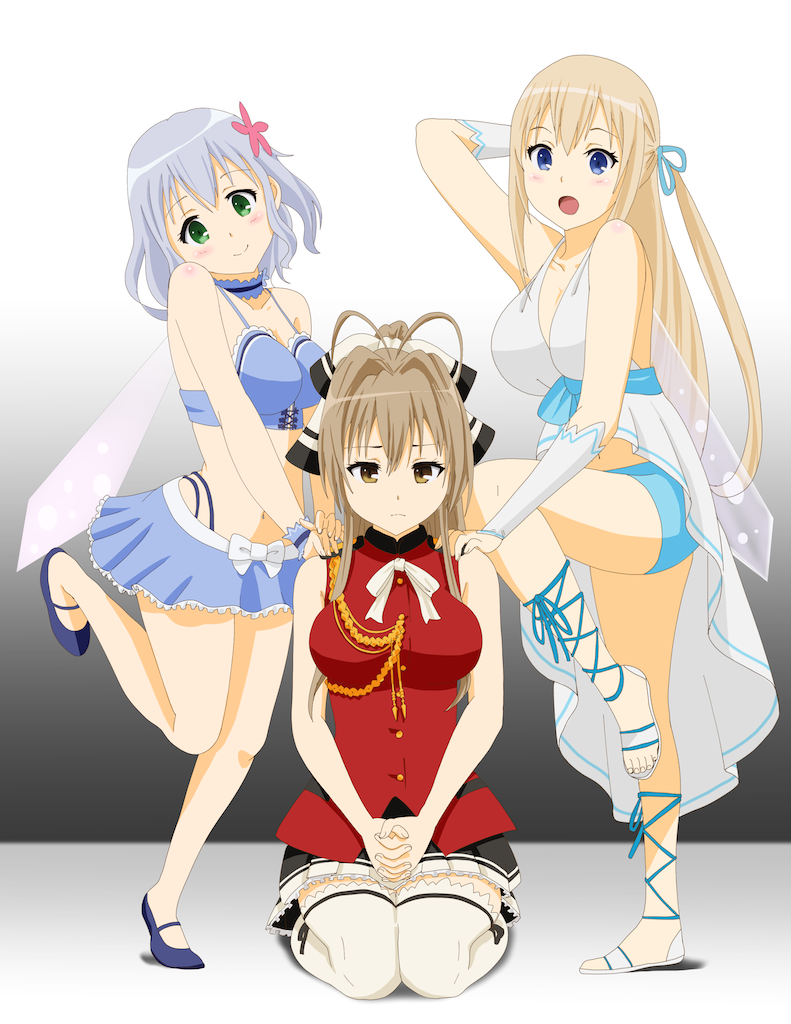 sento isuzu, muse, and sylphy (amagi brilliant park) drawn by b_(papiopine)