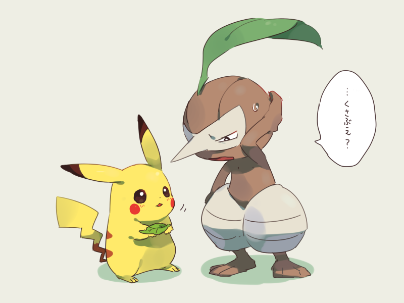 pikachu and nuzleaf (pokemon and 2 more) drawn by hideko_(l33l3b)