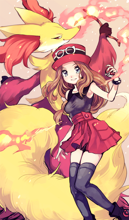 serena and delphox (pokemon and 1 more) drawn by amezawa_koma