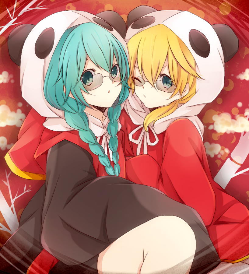 hatsune miku and kagamine len (vocaloid and 1 more) drawn by natsu_pu
