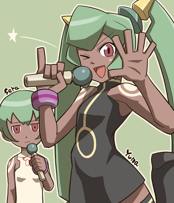 yuna and sera (mega man and 2 more) drawn by aka_(s3637)