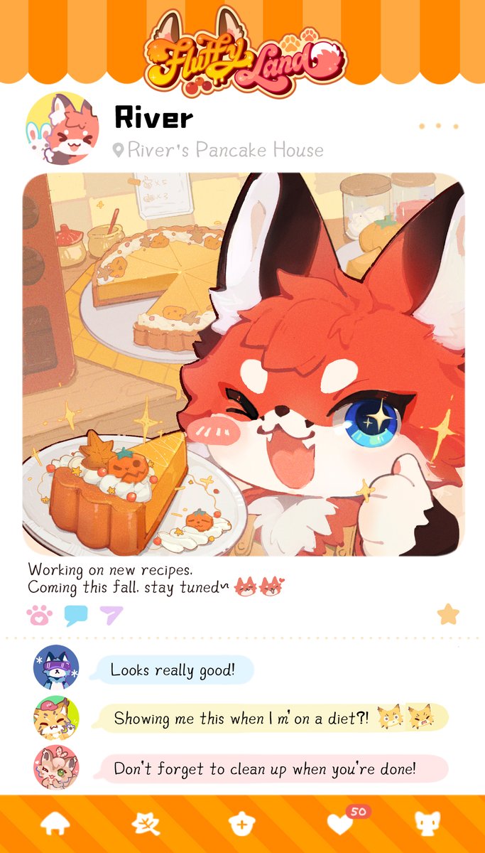 river, felice, caesar, and cheryl (fluffy land) drawn by kikugawa_ru