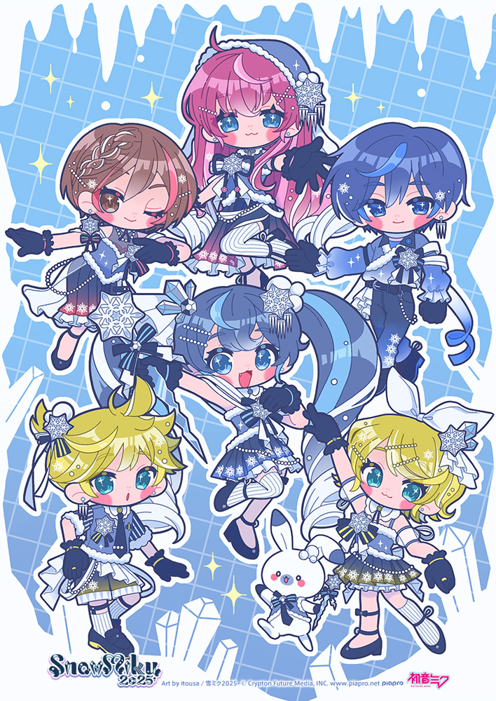 hatsune miku, kagamine rin, kagamine len, megurine luka, kaito, and 8 more (vocaloid) drawn by itousa