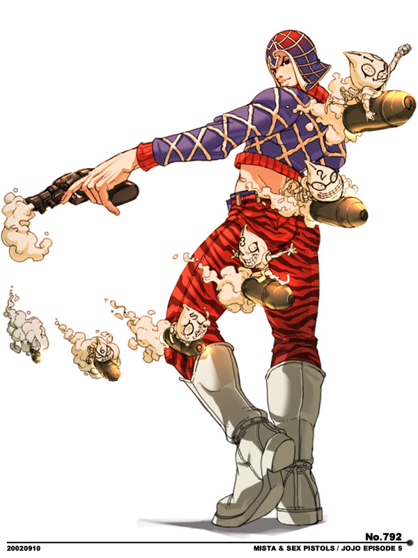 guido mista and sex pistols (jojo no kimyou na bouken and 1 more) drawn by falcoon