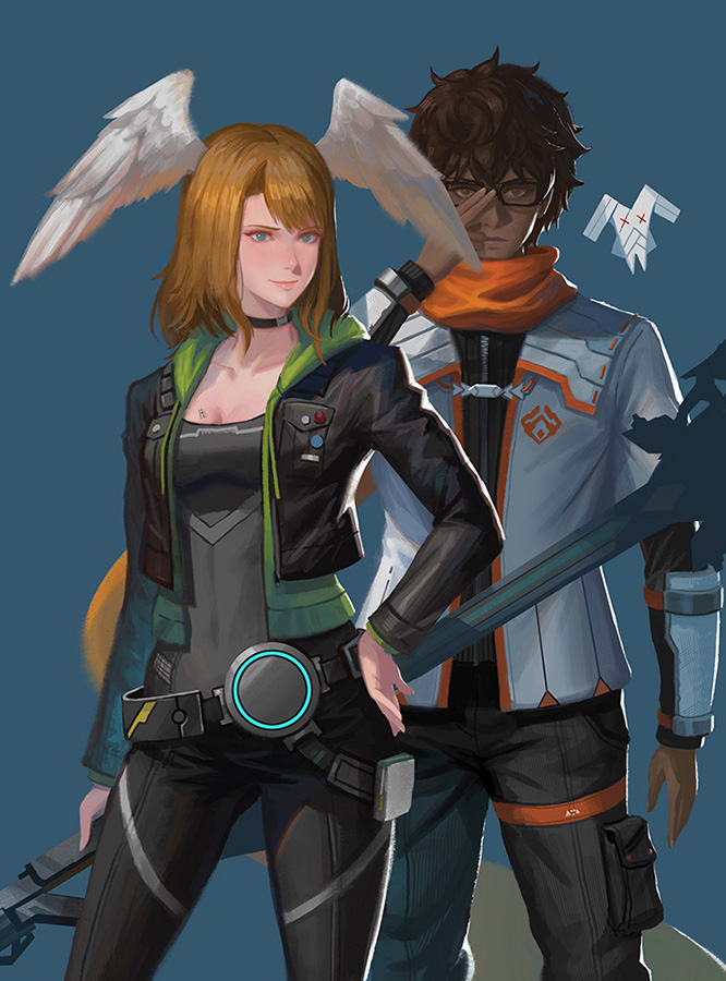 eunie and taion (xenoblade chronicles and 1 more) drawn by yagaminoue