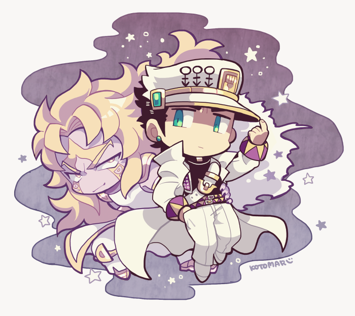 kujo jotaro, dio brando, and heaven ascended dio (jojo no kimyou na bouken and 1 more) drawn by kotorai