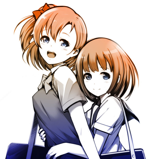 kosaka honoka and kosaka yukiho (love live! and 1 more) drawn by ichimatsu_(anaumemondai)
