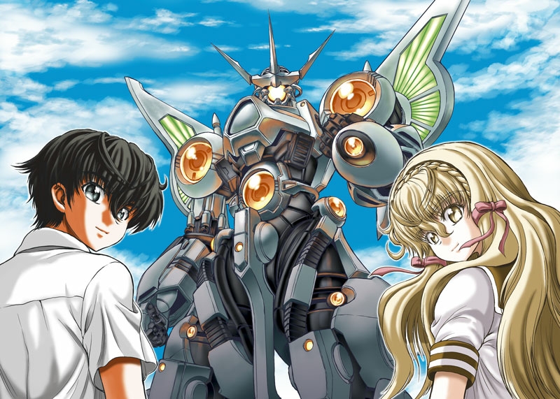 watase miku, tsukishima masaki, and zeorymer x (hades project zeorymer and 1 more) drawn by watari_yuu_(watari65u)