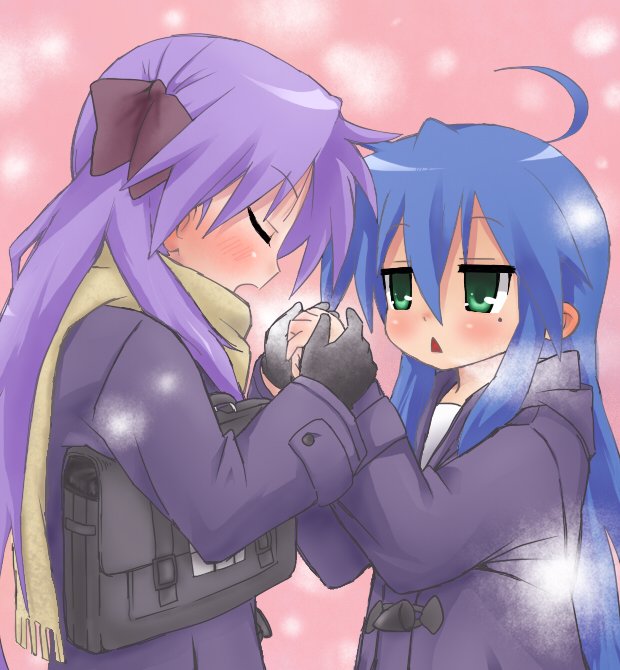 hiiragi kagami and izumi konata (lucky star) drawn by kiji_(manekinuko-tei)