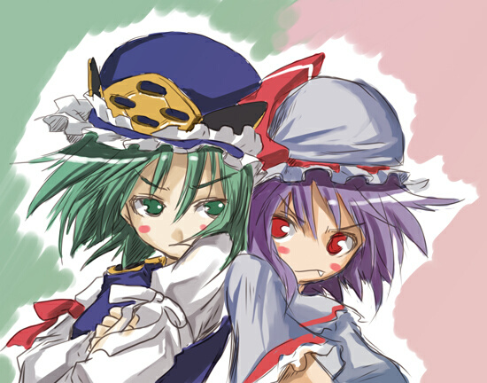 remilia scarlet and shiki eiki (touhou) drawn by yohane