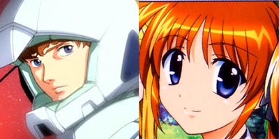 takamachi nanoha and amuro ray (gundam and 2 more)