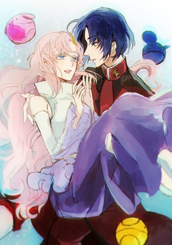 haro, athrun zala, and lacus clyne (gundam and 1 more) drawn by rata_to